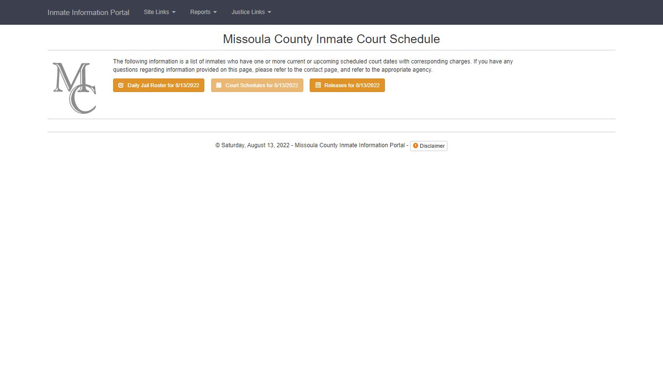 Missoula County Inmate Court Schedule - Missoula County ...